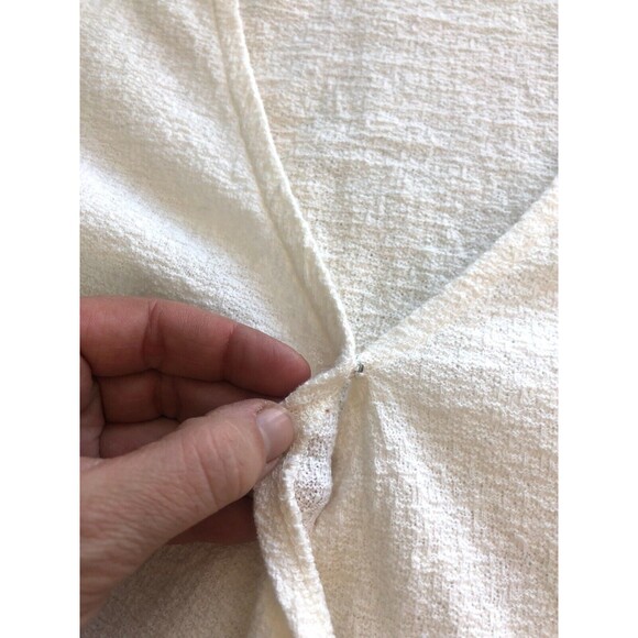 Madewell Sz S Tie Waist Faux Wrap Short  Sleeve Shirt Top White - Picture 7 of 9